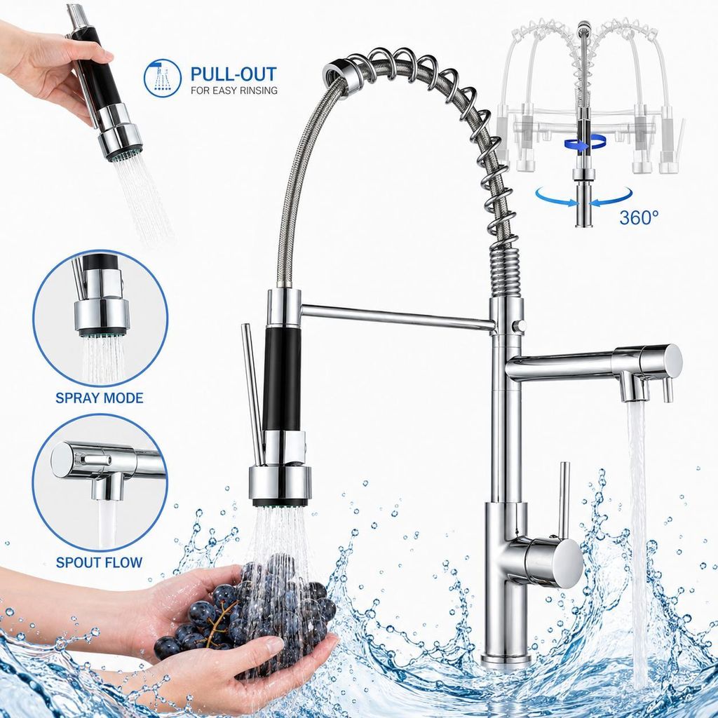 Wasserhahn Küche 2in1 Hochdruck Küchenarmatur, ausziehbare Produktbild 