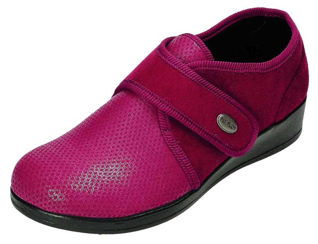 Fly Flot Damen Kletthausschuh bordo, herausnehmbare Sohle 37