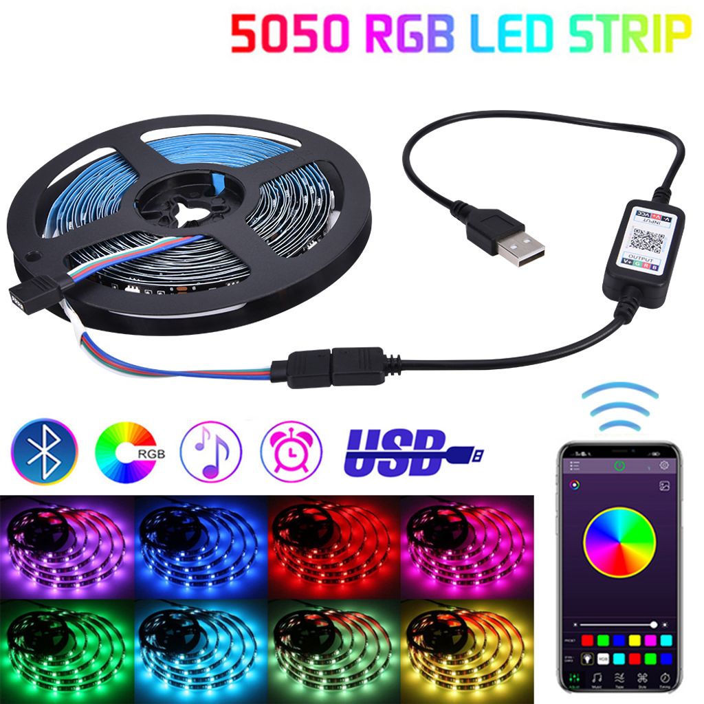 5050 RGB LED Stripe USB Bluetooth Kontroller TV Hintergrund-Beleuchtung Licht 5V 