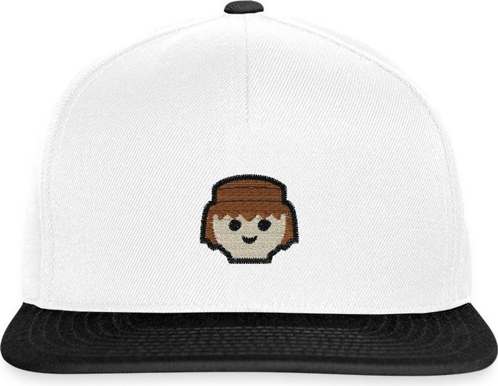 Spreadshirt PLAYMOBIL Figur Porträt Stick Snapback Cap, One size, Weiß/Schwarz