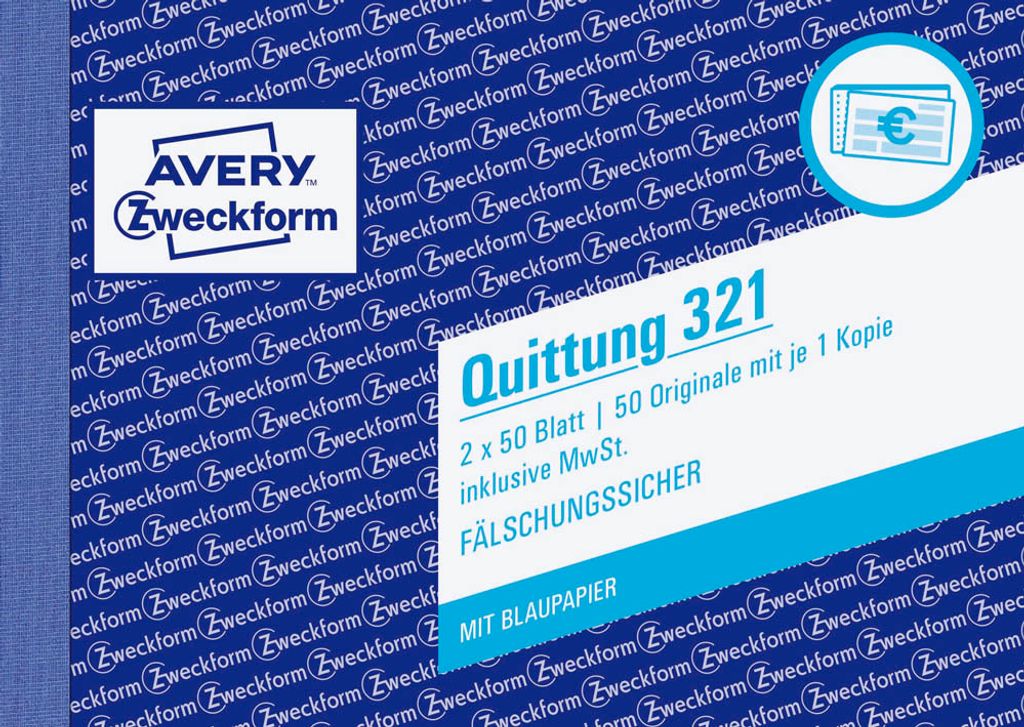 Avery Zweckform® 321 Paragon z VAT - A6 poziomy, MP, BL, Zdjęcie produktu 