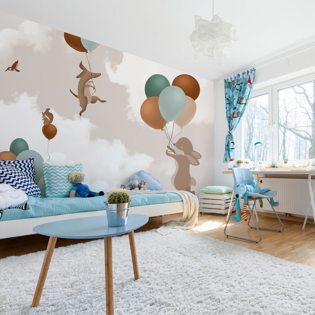 Muralo XXL Vlies FOTOTAPETE TIERE Ballons (B) 90 cm x (H) 60 cm Tapete Wandtapete KINDERZIMMER SPIELZIMMER 4883