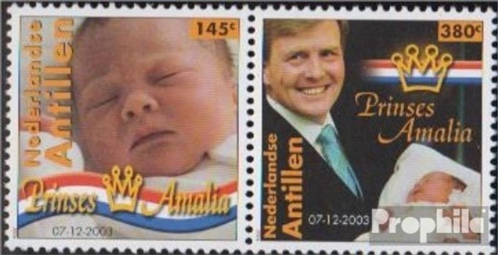 Briefmarken Niederländische Antillen 2004 Mi 1262-1263 Paar (kompl.Ausg.) postfrisch Prinzessin Amalia