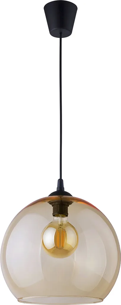Suspension Déco Ambre Cubus 1 Flamme avec Verre Teinté Premium E27