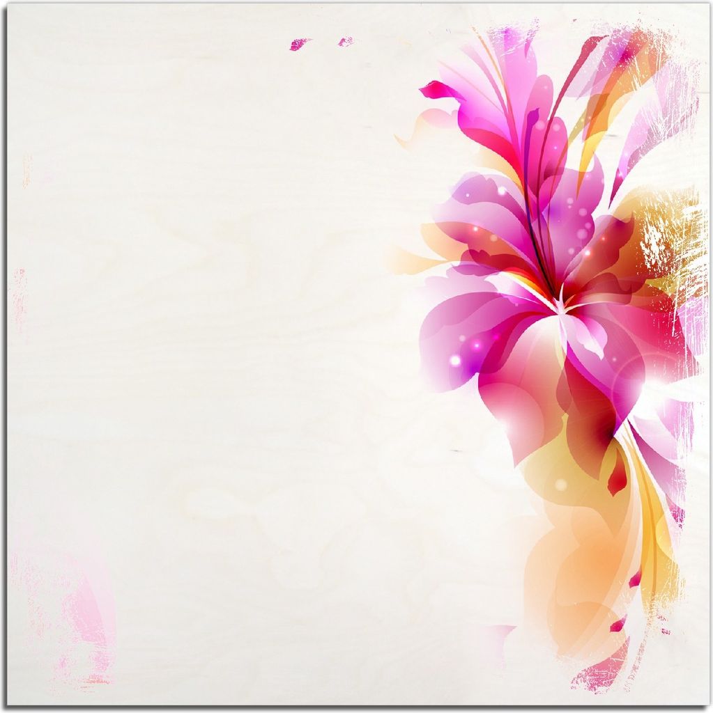 Kunstdrucke Wandbilder Holz in : Brillante Farben, Größe 50 x 50 cm Motiv Pinkes Blumenbuket