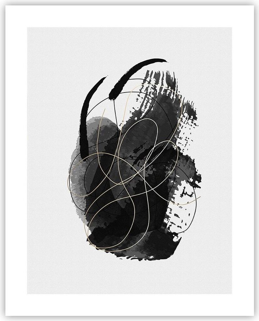 Poster - Poster ohne Rahmen - Abstraktion Schwarz Flecken - 40x50 cm - Wand Bild - Wanddeko - Wandbilder - Kunstposter - Wandposter - Bilder - Kuns...