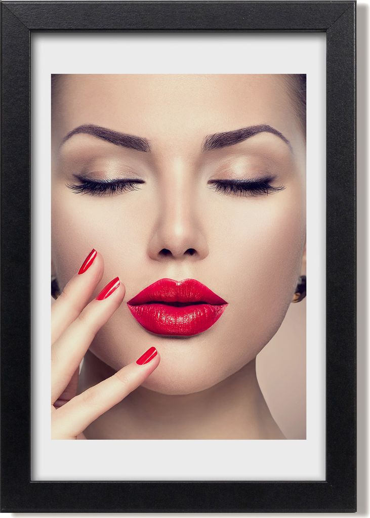 Bild 20x30 MDF-Rahmen, Wandkunst Rote Lippen
