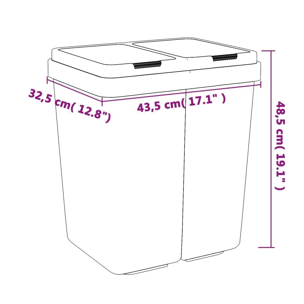vidaXL Duo Bin Anthracite 2x25 l Obrázok produktu 1
