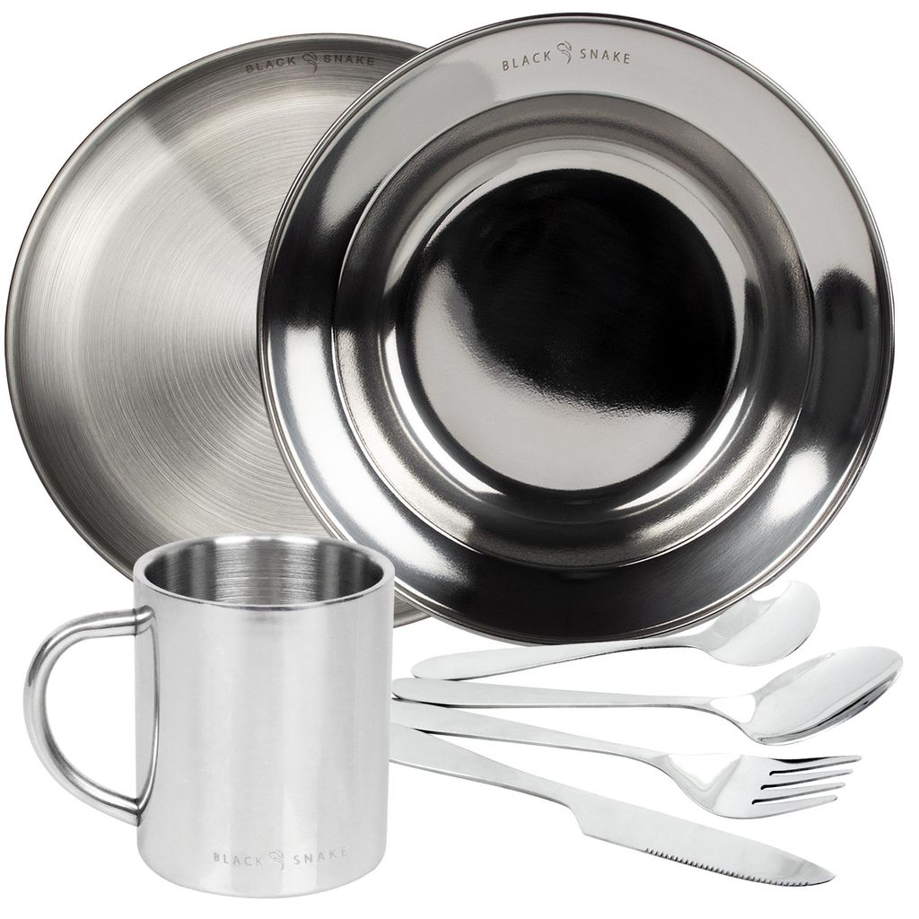 Black Snake® Camping Set - flacher & tiefer Edelstahl Produktbild 