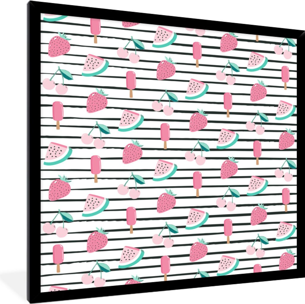 MuchoWow® MuchoWow® Gerahmtes Poster Obst - Rosa - Muster Produktbild 