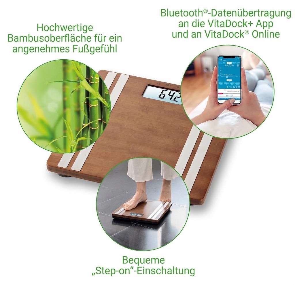 medisana BS 552 connect mit App Bambus Körperanalysewaage