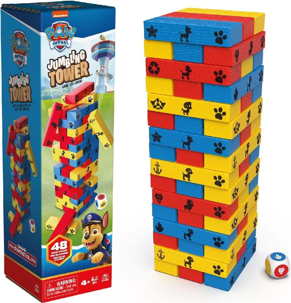 Games Paw Patrol Wackelturm von , Stapeln Bauen Einstürzen Spiel aus buntem Holz für Kinder Paw Patrol-Spielzeug, für Vorschulkinder, Jenga, 4 J...