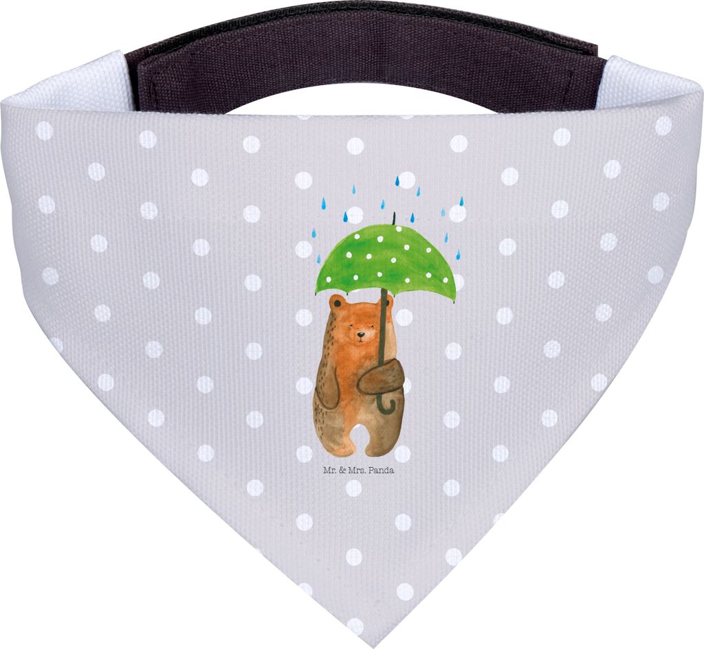 Mr. & Mrs. Panda Tuch für Hunde Bär Regenschirm - Grau Pastell - Geschenk, Halstuch Hund, Liebeskummer, Familie, Pärchen, Freunde, Spruch, Hunde...