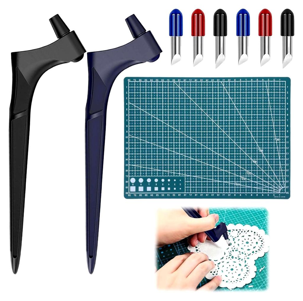 Craft Schneidwerkzeuge Set 9-teilig Handwerk Schneidewerkzeuge mit 360 Grad drehbaren Klingen aus Edelstahl