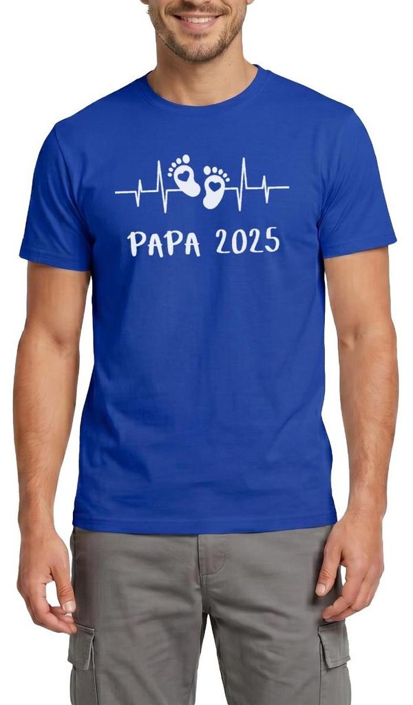 Spreadshirt Herzschlag Papa 2025 Vater Geschenk Vatertag Männer T-Shirt, L, Dunkelblau