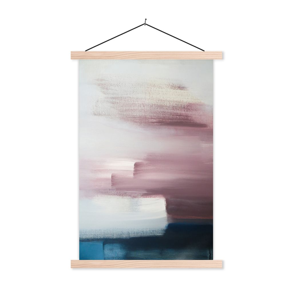 MuchoWow Textilposter Malerei - Ölgemälde - Abstrakt 120x180 cm mit holzfarbenen Rahmen - Textil-Plakat