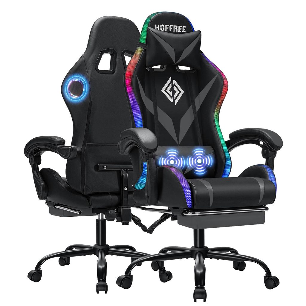 Herná stolička Hoffree, ergonomická, s masážnou funkciou (2 Obrázok produktu 