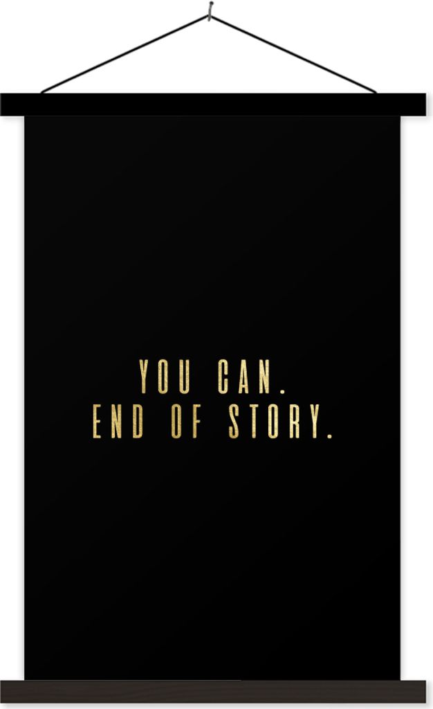 MuchoWow Textilposter Zitate - Motivation - Gold 60x90 cm mit schwarzem Rahmen - Poster Wohnzimmer