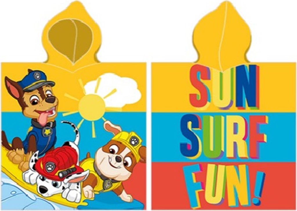 Paw Patrol Kinder Kapuzen Bade-Poncho Sun Surf Fun 55x110 cm Bademantel Poncho