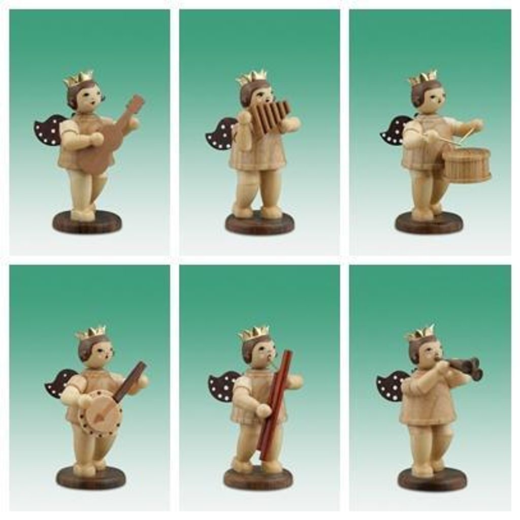 Holzfigur Musikantenengel 6tlg. natur ohne Krone Höhe 6cm NEU