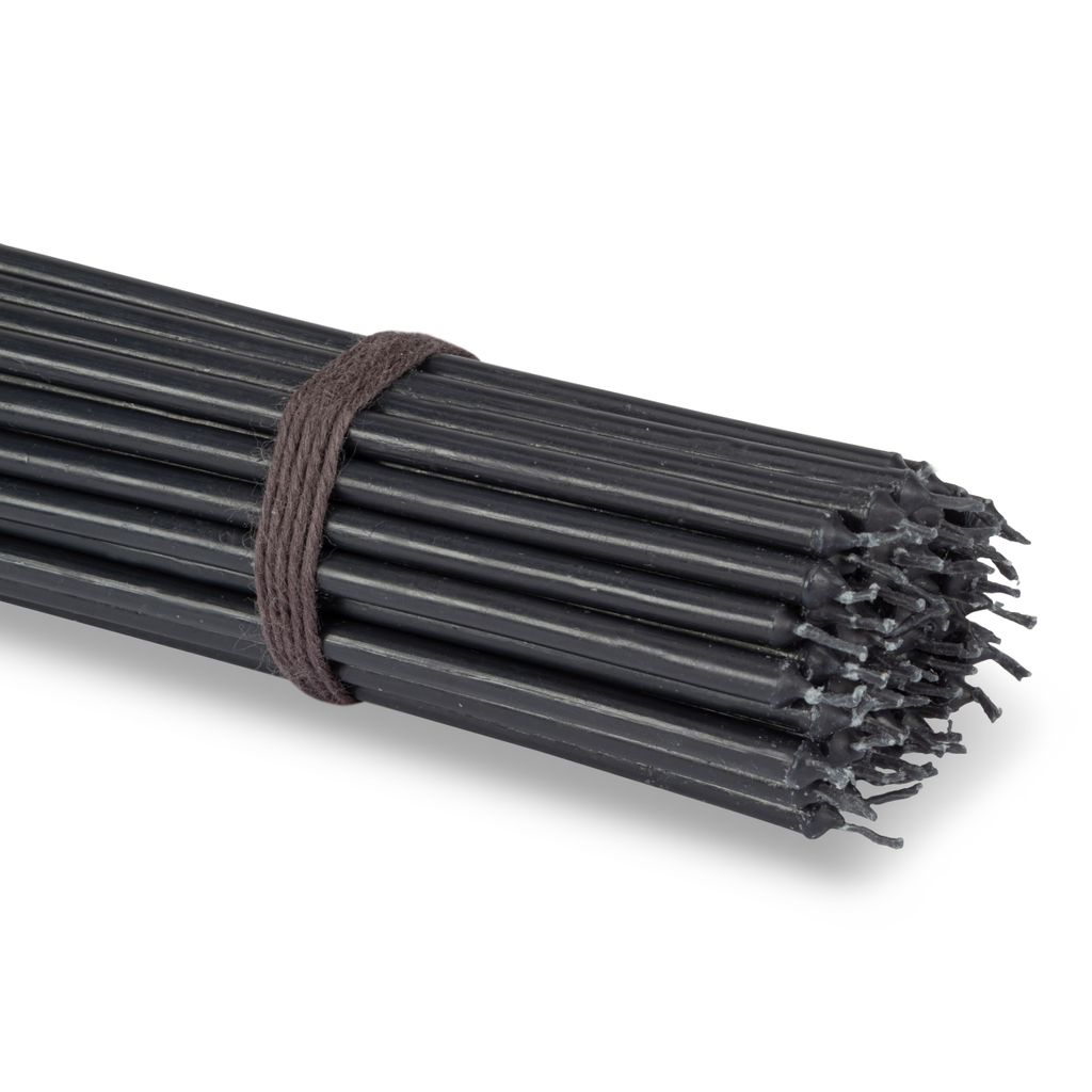 NKlaus - 50x Altarkerzen schwarz Tropf- Rußfrei dünn L 15cm Premium Paraffinwachs 36135
