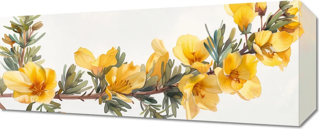 Quadro Moderno 50x20 Fiori Gialli | Stampa su Tela per Arredo Interni