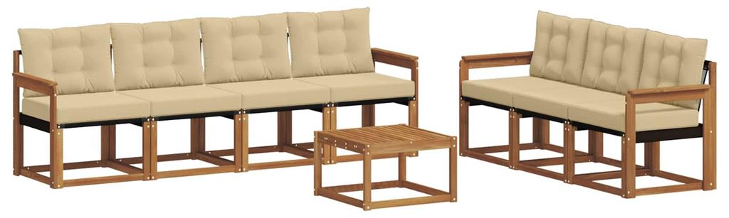 vidaXL Outdoor-Sofagarnitur mit Kissen 8 pcs Natur und Beige