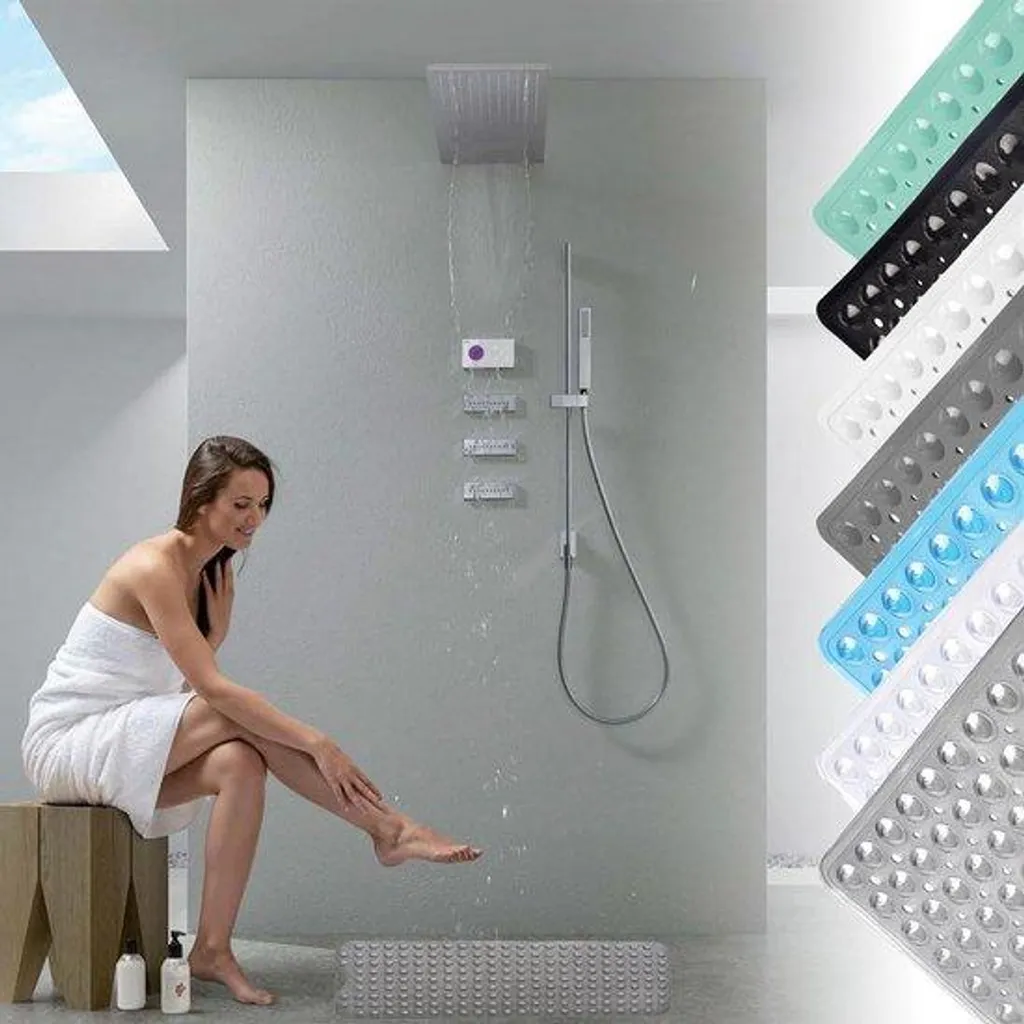 Tapis de douche antidérapant gris 53x53 cm : évitez les chutes de bain