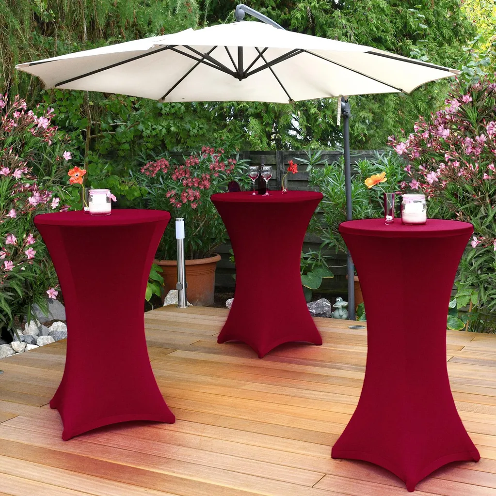 Housse Table de Réception Mange-Debout Ø70cm Bordeaux - Pack de 5 - 4