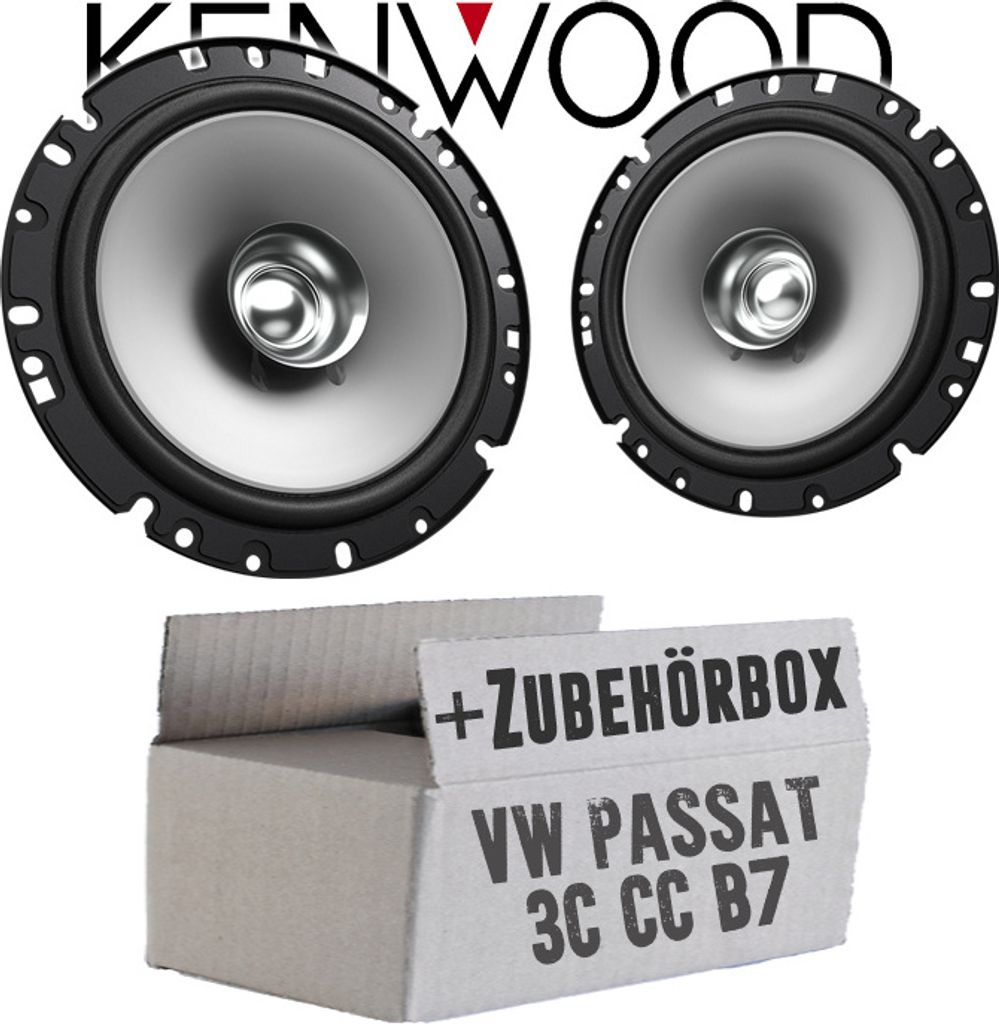 Lautsprecher Boxen Kenwood KFC-S1756 - 16,5cm Koax Auto Einbauzubehör - Einbauset passend für VW Passat 3C CC B6 B7 Front - justSOUND