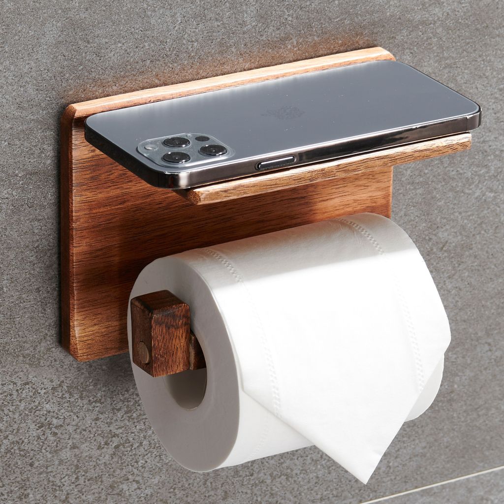 Toilettenpapierhalter ohne bohren mit Ablage Klopapierhalter Klorollenhalter WC 