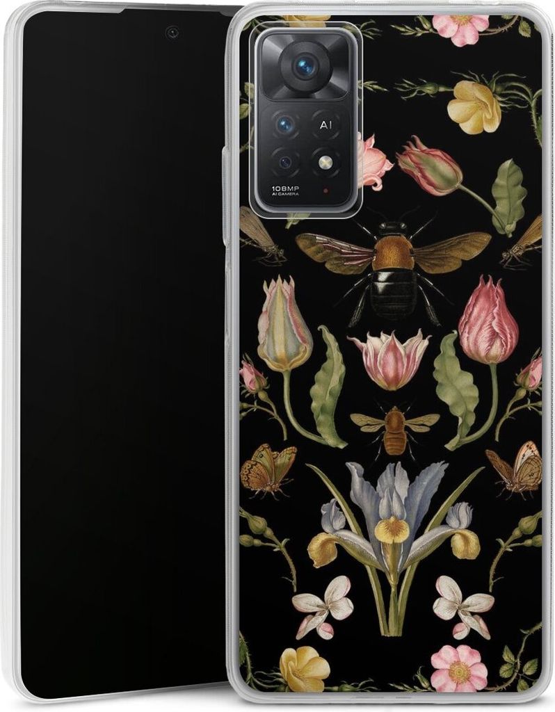 DeinDesign Slim Hülle für Xiaomi Redmi Note 11 Pro 5G Silikon Case Ultra Dünn Handyhülle Biene Blumenkranz Blüte