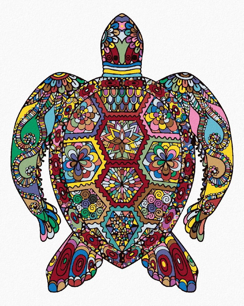 Zuty - Malen nach Zahlen - BLUMENSCHILDKRÖTE, 40x50 cm, mit Keilrahmen (bereits gespannt)