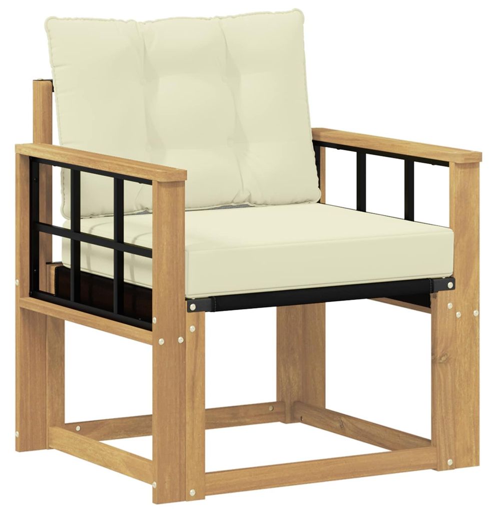 vidaXL Outdoor-Sofa Massives Akazienholz und Textilene Weiß