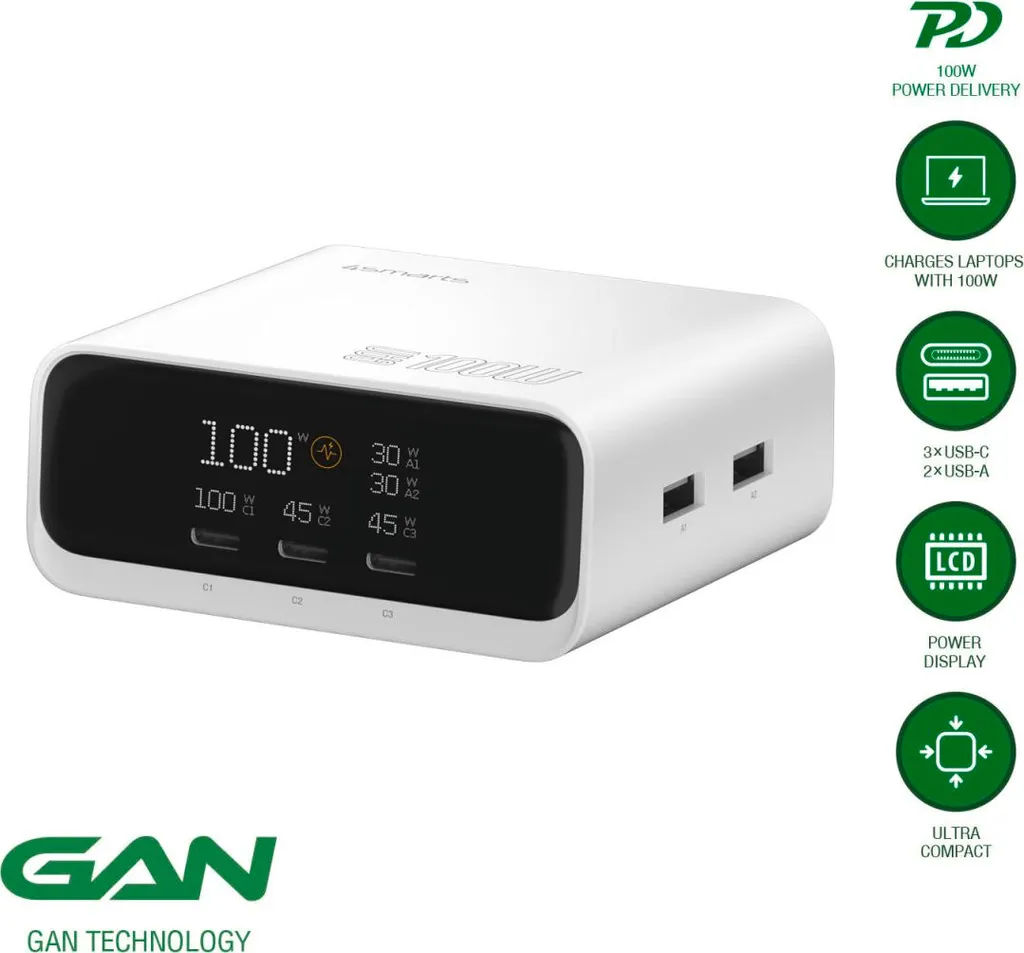 Chargeur 4Smarts GaN écran LCD : fini la surchauffe et les câbles