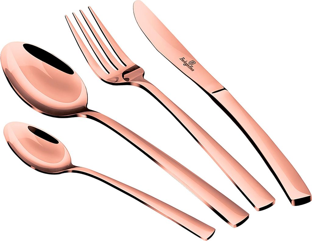 Berlinger Haus Rose Gold Besteck 24 Teile Edelstahl Poliert, Besteck-Set 6 Personen, Modernes Design Roségold
