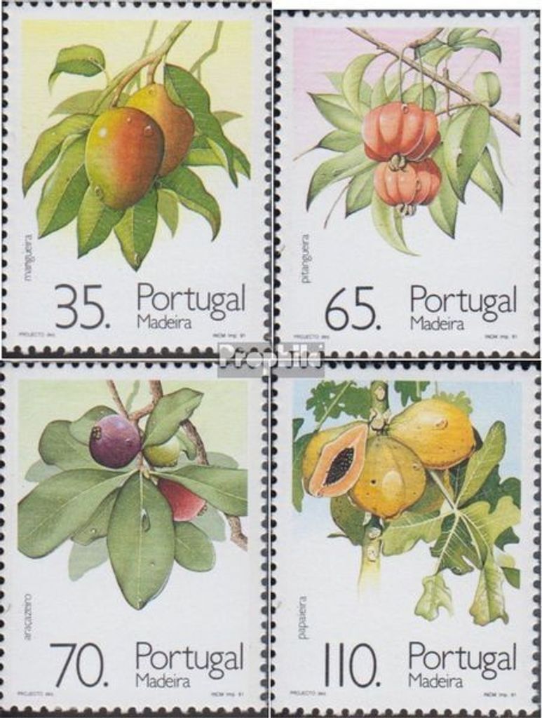 Briefmarken Portugal - Madeira 1991 Mi 149A-152A (kompl.Ausg.) postfrisch Subtropische Früchte + Pflanzen