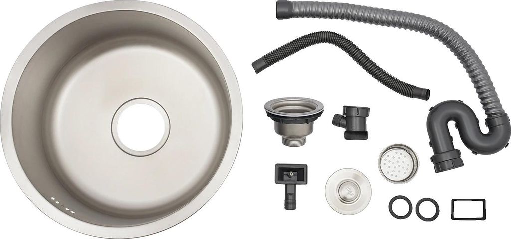 Spüle, Edelstahlkonstruktion, Unterbauinstallation, Silber