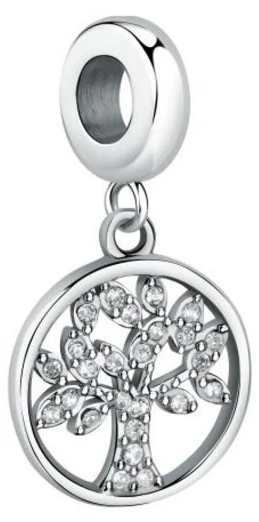 Pendentif femme charm en acier argenté et oxydes brillants SCZ1276