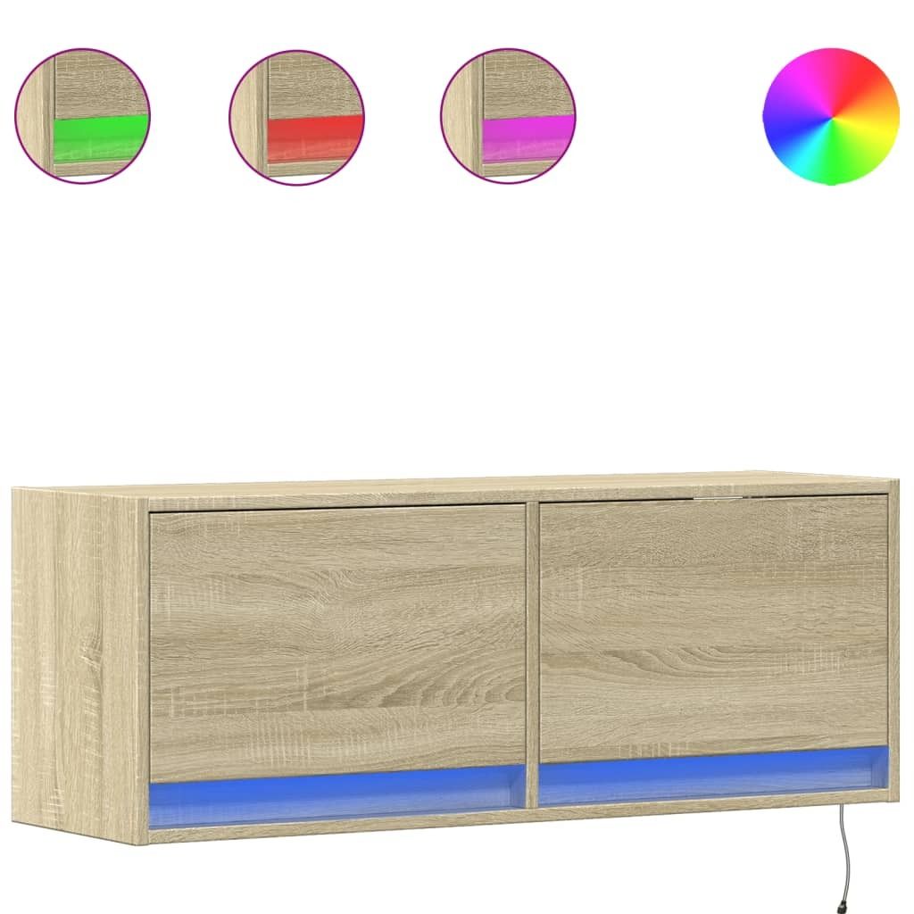 "WINTER SALE"TV-Wandschrank, Fernsehtisch - CLORIS - mit LED-Beleuchtung Sonoma-Eiche 100x31x35cm - TV-Schränke NeuMöbel877400