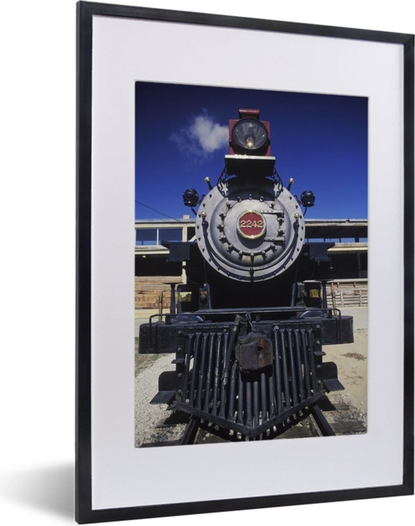 MuchoWow MuchoWow Gerahmtes Poster Nahaufnahme einer Dampflokomotive in Texas, USA 30x40 cm - Poster mit zchwarzem Bilderrahmen - Wandposter Sc...