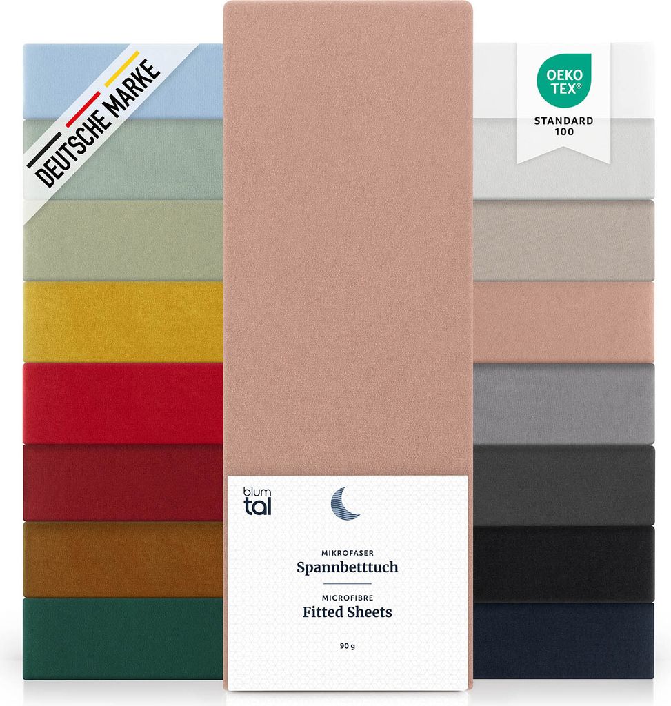 Blumtal Spannbettlaken 100x200 cm 2er Pack - Spanbetttuch aus Microfaser - Spannleintuch - Rosa