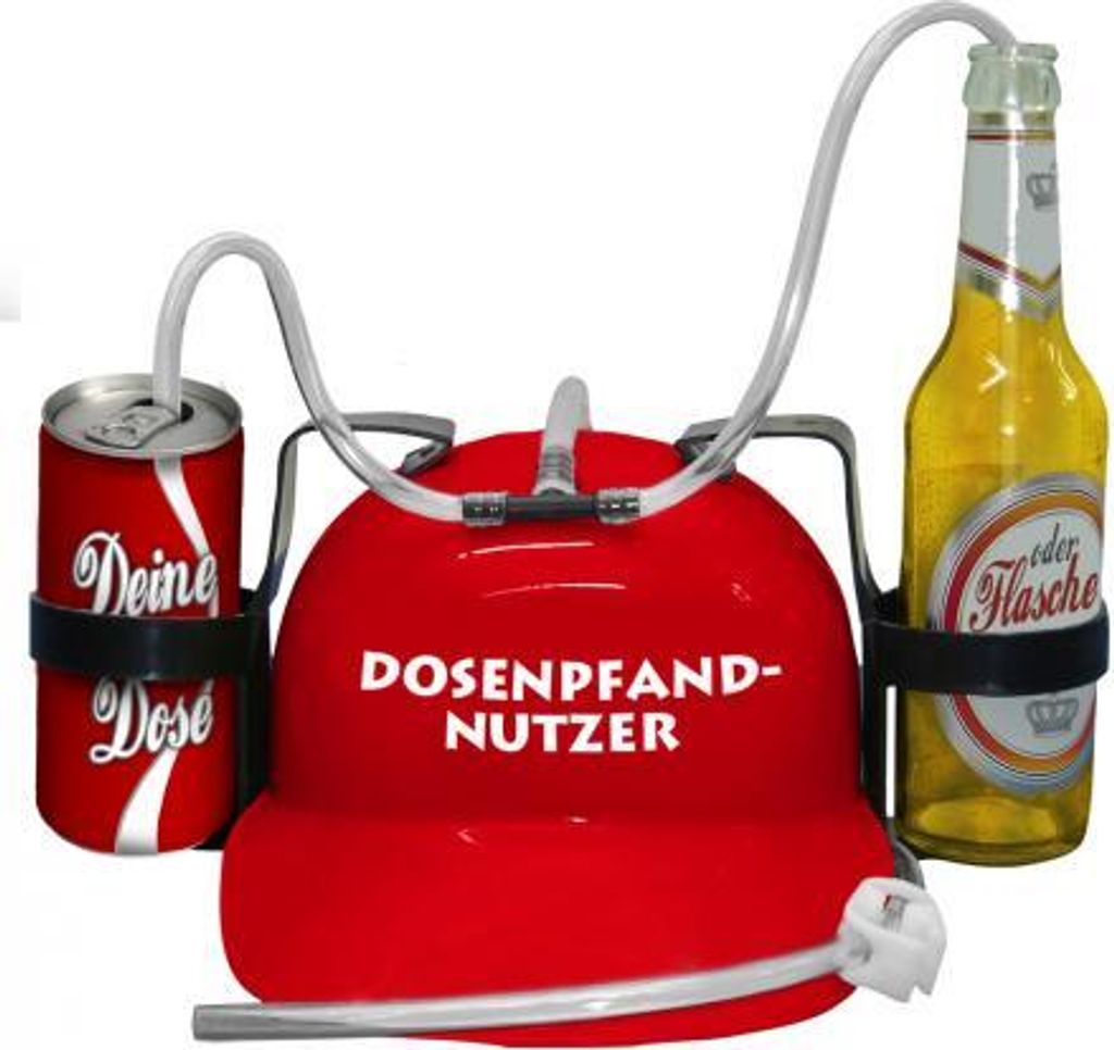 Trinkhelm Spaßhelm mit Printmotiv - Dosenpfand Nutzer - 51655 Color - rot