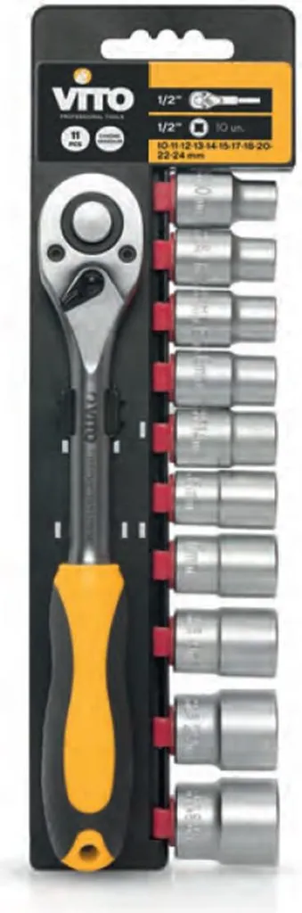 ITOOLS Kit 11 Pz: Bussole 10-24mm e Cricchetto Reversibile 1/2'' CR-V