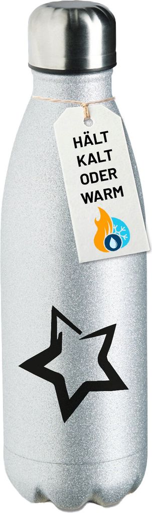 Huuraa Trinkflasche Stern Star 500ml Silver Edelstahl Wasserflasche Trinkflasche Geschenkidee