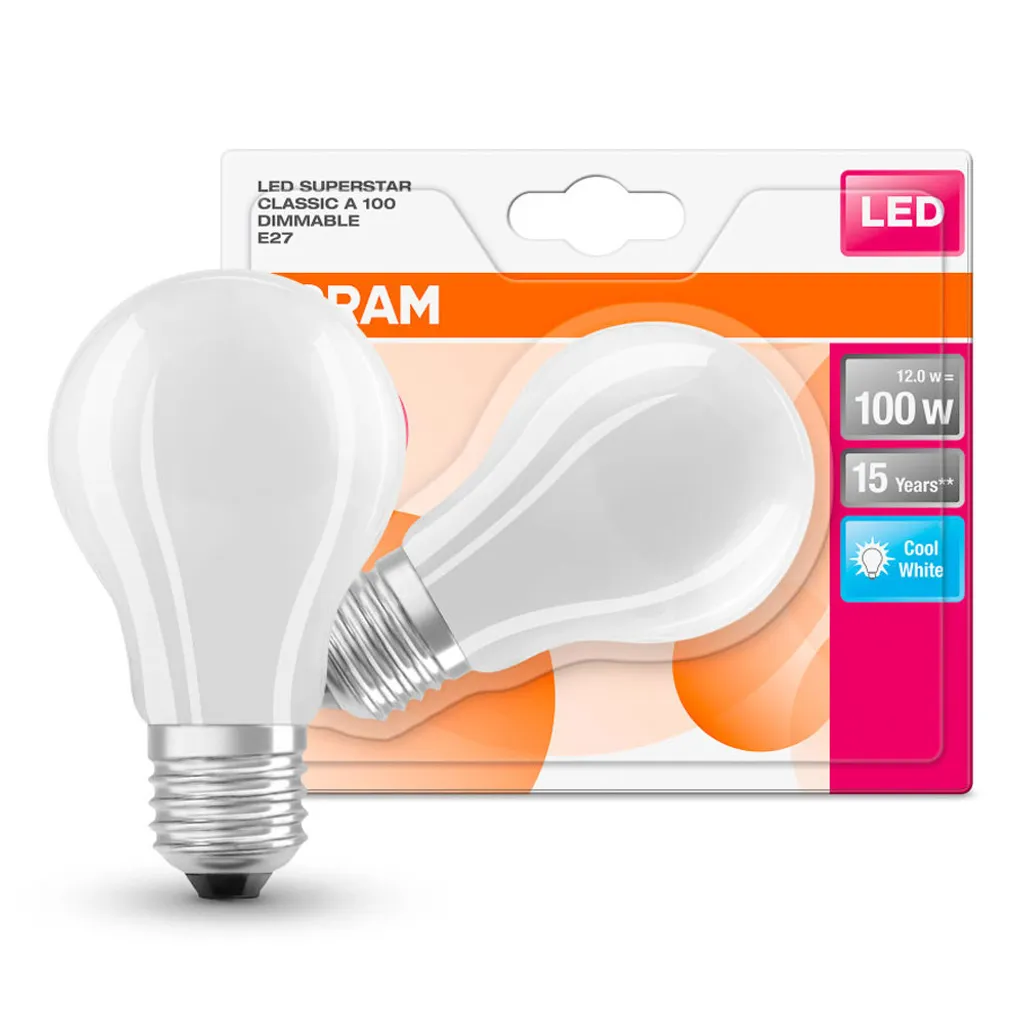 Ampoule LED Filament OSRAM E27 12W (100W) Blanc Froid 4000K Réglable Mat - 10