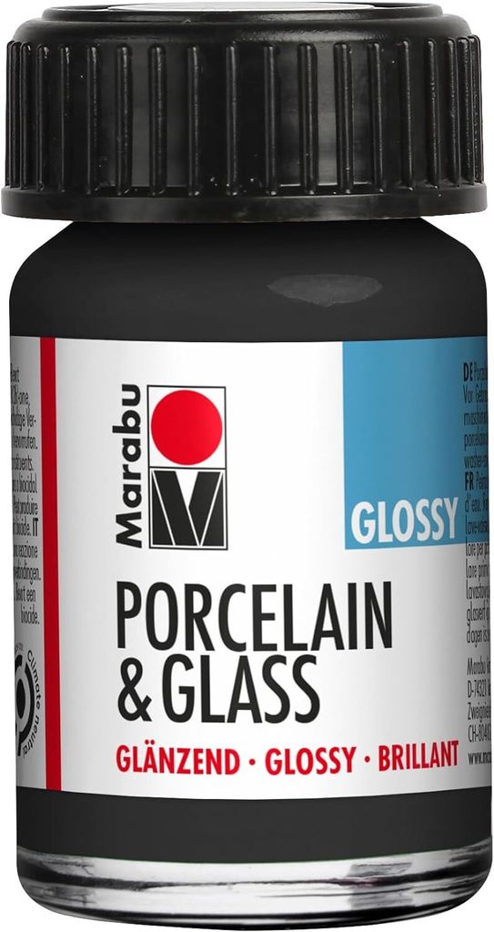 Marabu Farbe "Porcelain & Glass" glänzend 15 ml schwarz