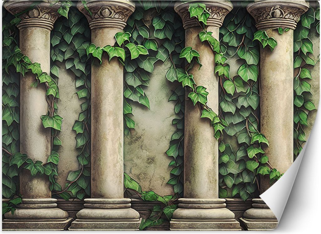 Vlies fototapete Säulen und grüne Blätter 150x105 cm Feeby Grün inkl. Kleber einfache Montage