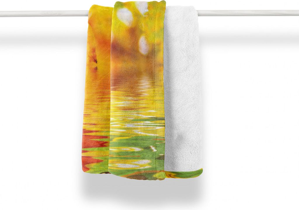 ABAKUHAUS Natur-Kunst Weich Flanell Fleece Decke, Bunte Blätter Foto, Gemütlicher Plüsch für den Innen- und Außenbereich, 125 x 175 cm, Grün,...