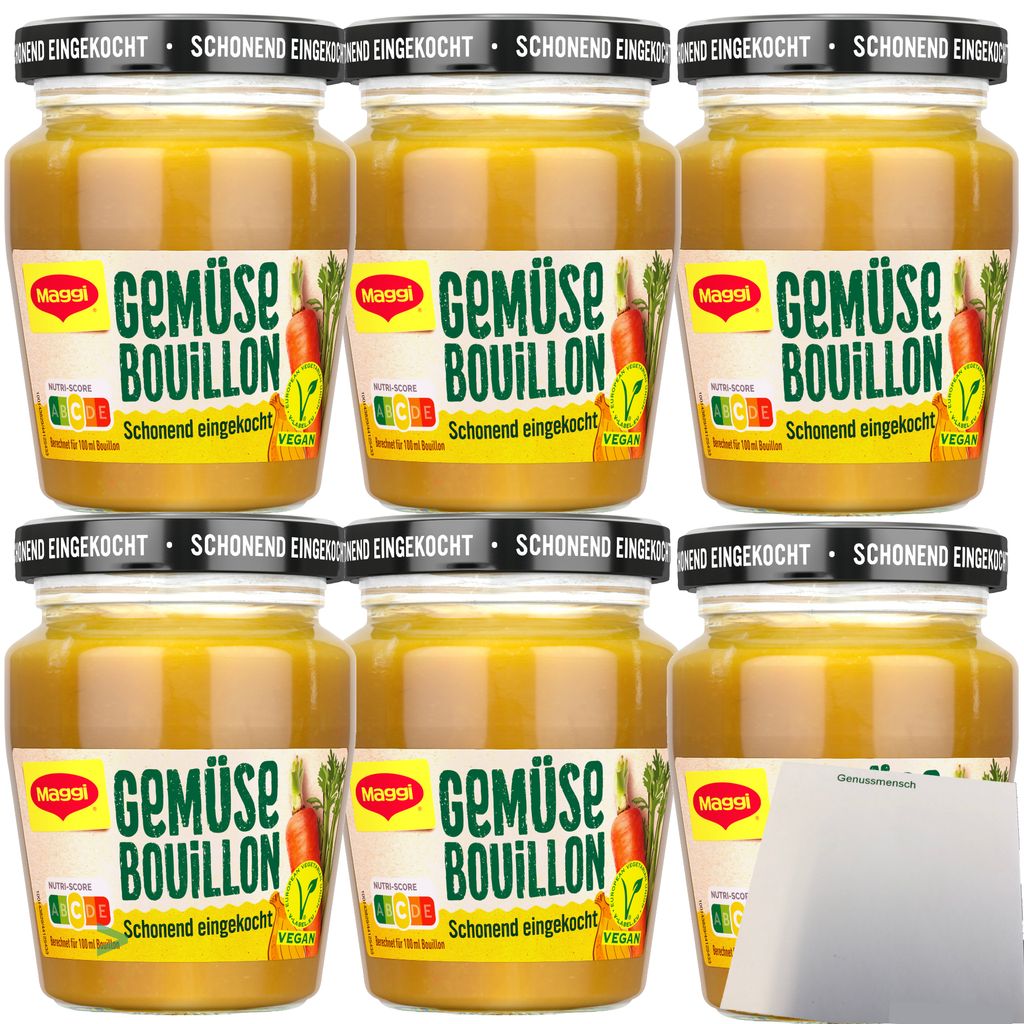 Maggi Eingekochte Bouillon Gemüse für je 3,5l 6er Pack (6x160g Glas) + usy Block